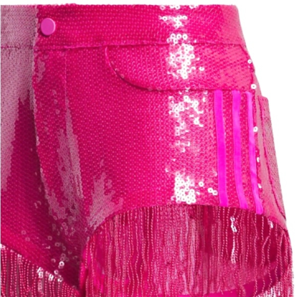 IVY PARK Pink Sequin Fringe Shorts